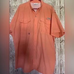Columbia XXL Omni-Shade Orange Men Shirt Short Sleeve